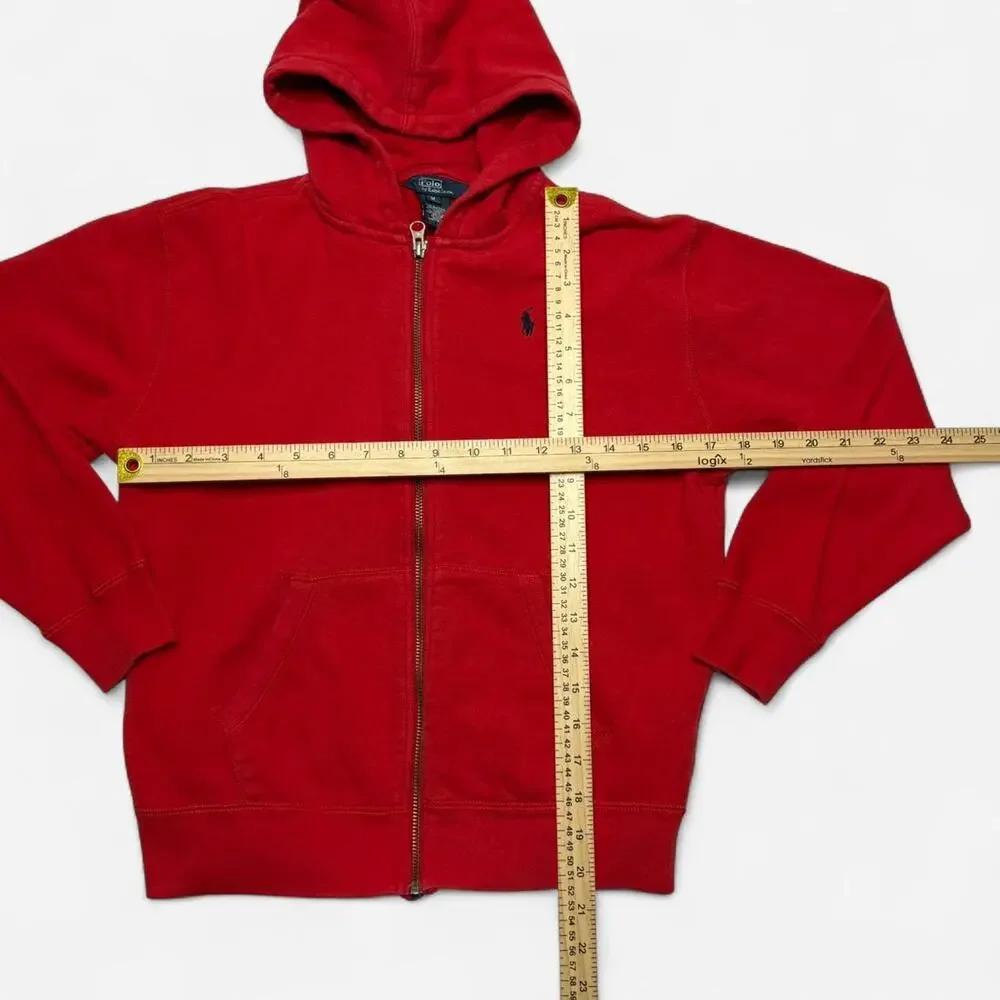 Polo Ralph Lauren Red Full Zip Hoodie Youth Medium Classic Pony